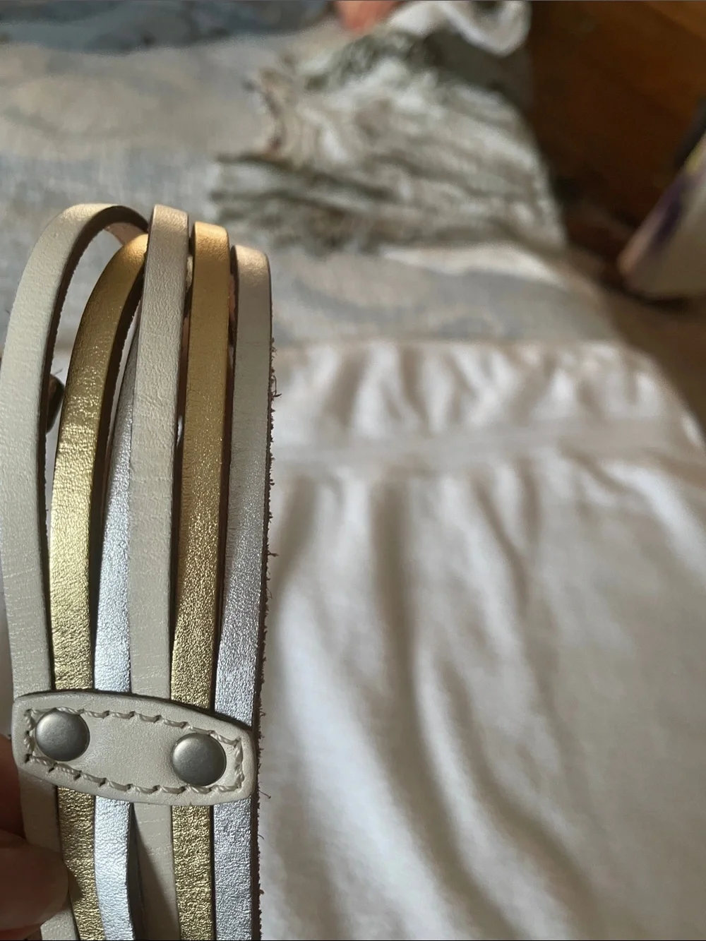 Fossil White Braided Multi Color Boho Belt